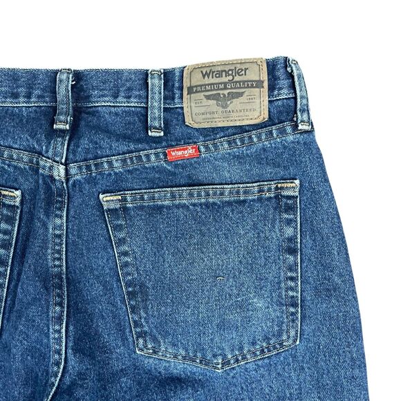 Wrangler Mens Regular Fit Jeans 34x30 Dark Wash Denim 100% Cotton Made In Mexico - Picture 9 of 10